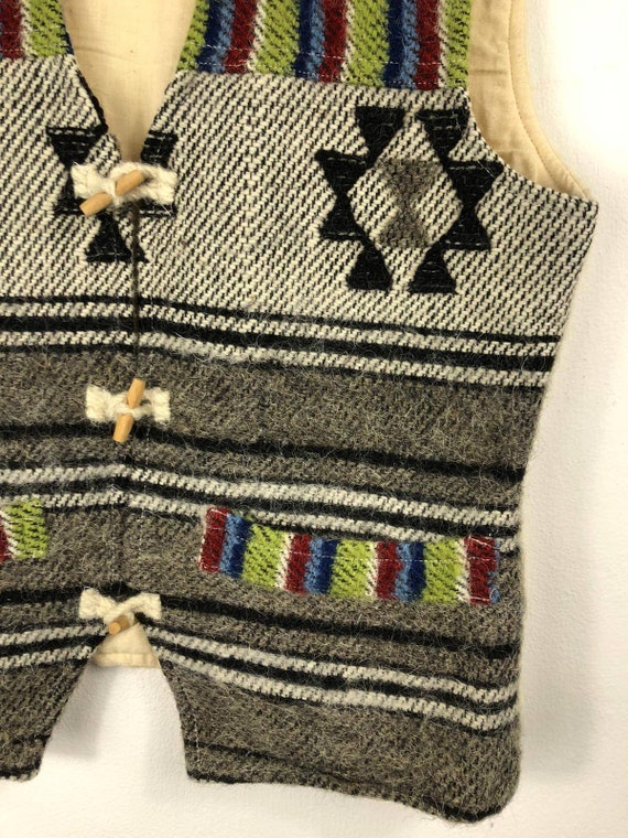 XS-S Vintage Handmade Vest, Navajo Patterns Wood … - image 7