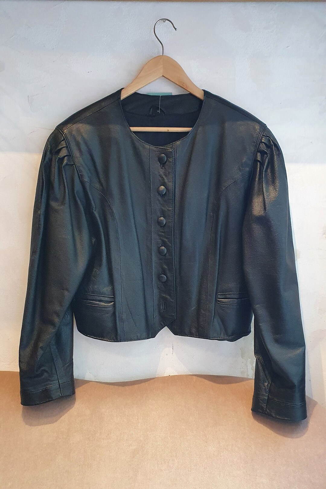 L Vintage Leather Jacket Black, 80s 90s - Etsy