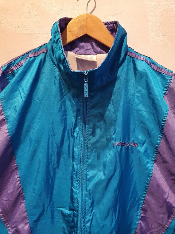 L/XL Vintage adidas track jacket turquoise, purpl… - image 2