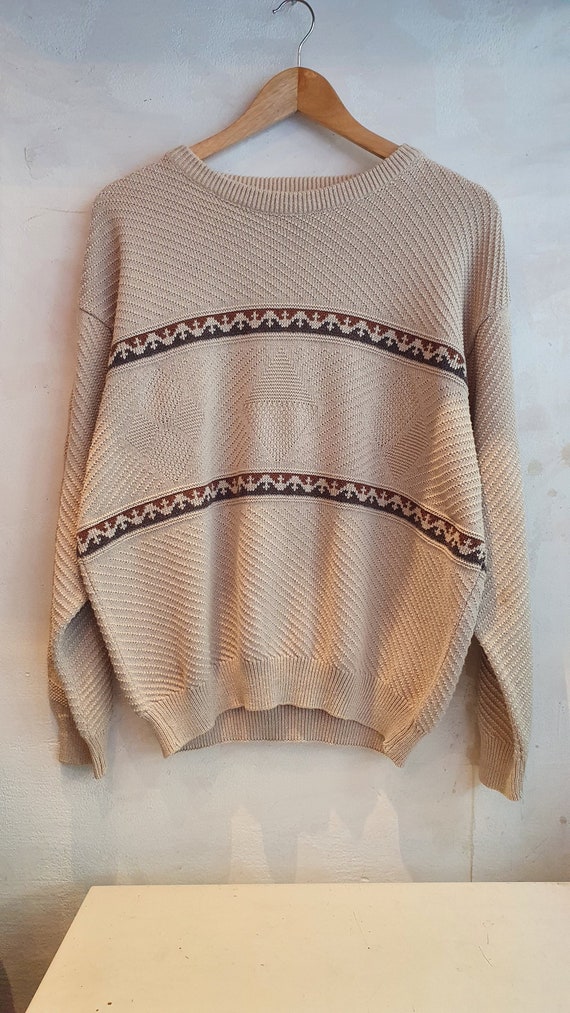 M Vintage Pullover,Crazy Pattern, Streifen Motiv, 