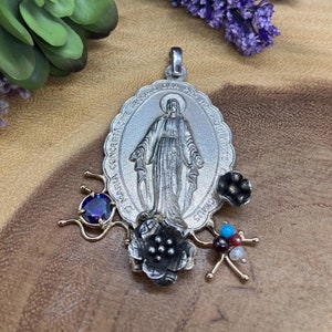 Virgin Mary Sterling silver charm