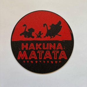 Hakuna Matata Coaster – Lion King Inspired | Circle Drink Mat with Silhouette Design