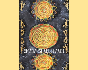 DIGITAL - Habesha Decor - Three Circles - Habesha Style Painting - Home Decor - Wall Decor - Painting - Download / Downloadable PNG and PDF