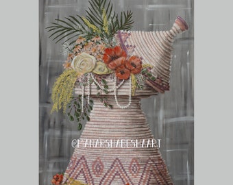 DIGITAL - Habesha Decor - Flower - Habesha Style Painting - Home Decor - Wall Decor - Painting - Download / Downloadable PNG and PDF