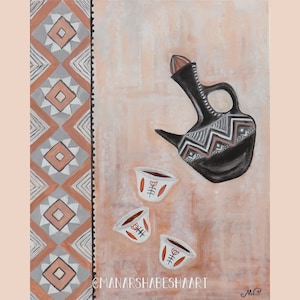 DIGITAL - Jebena - Beige - Habesha Style Painting - Download / Downloadable PNG and PDF