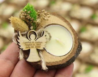 Bulk Funeral Candle Favors for Guests, Personalized Favors, Rustic Candle Favors, Memorial Candles, In Loving Memory of, Baptism Favors