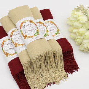60 stuks pashmina-sjaal, pashmina-sjaal bruiloft, gunsten vrijgezellenfeest, gepersonaliseerde trouwbedankjes voor gasten in bulk, herfst trouwbedankjes