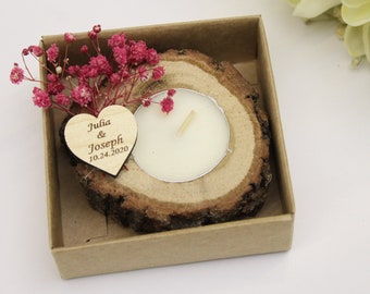 Personalized Wooden Tealight Holder, Wedding Favors for Guest in Bulk, Rustic Wedding Favors, Bridal Shower Favors, Candle Wedding Favors,