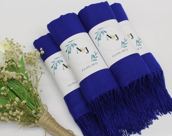 Royal Blue Pashmina Shawl: Personalized Wedding Favor, Bridesmaid Scarf