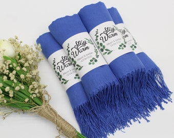Scialle in pashmina blu, scialle per damigelle d'onore, pashmine all'ingrosso, bomboniere per gli ospiti, bomboniere per la festa della sposa, scialle in pashmina per matrimonio, regali all'ingrosso