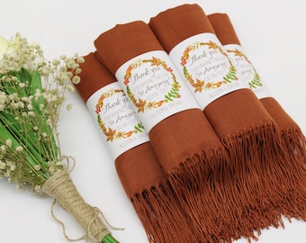 Burnt Orange Pashmina Shawl: Cotton Blend Wedding Favor
