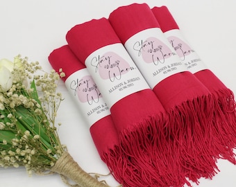 Hot Pink Pashmina Shawl, Bridesmaid Shawl, Wedding Favors for Guests, Pashminas in Bulk, Bridal Shawl, Baby Shower Favors, Pashmina Scarf