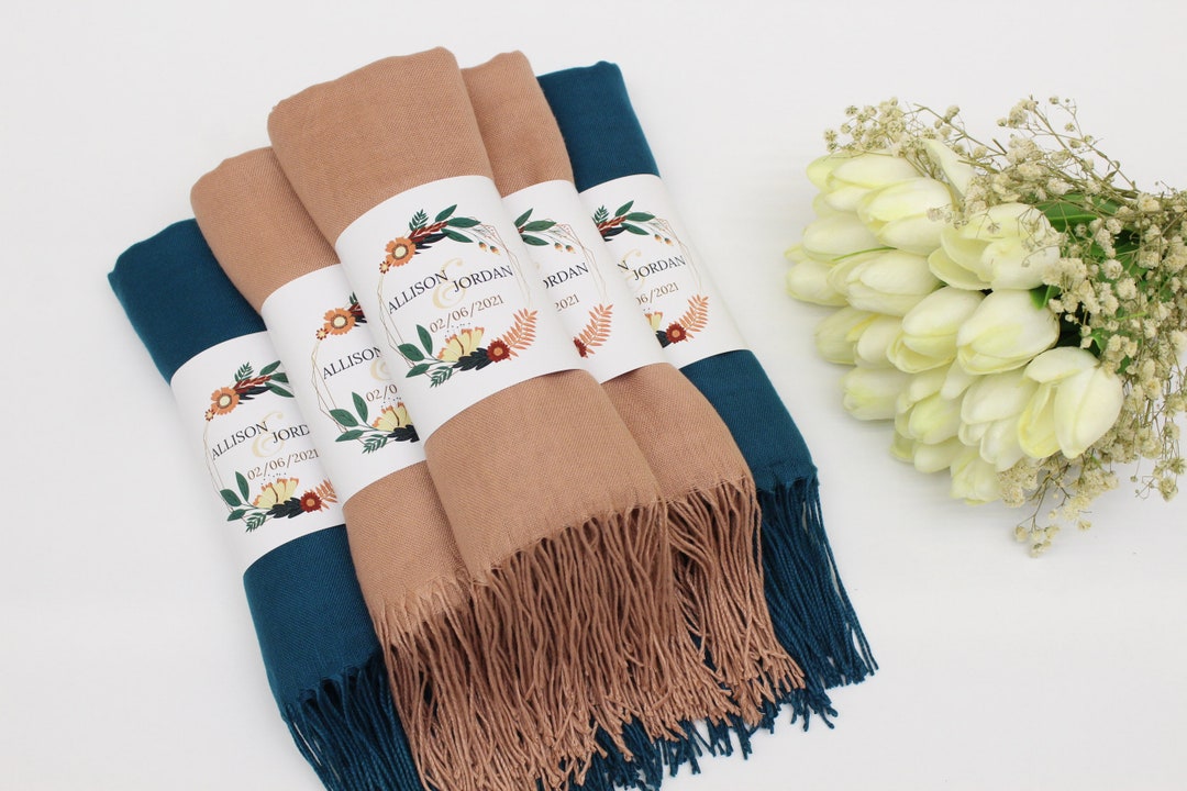 15 Pcs Pashmina Shawl, Wedding Favors for Guests, Pashminas in Bulk