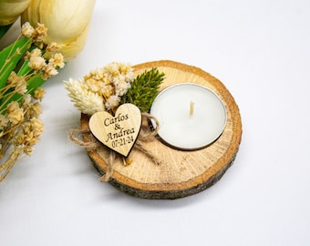 60 pcs Personalized Tealight Holder, Candle Wedding Favors, Bridal Shower Favors, Rustic Wedding Favors, Wedding Favors for Guest in Bulk