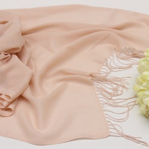 Pale Pink Pashmina Shawl, Personalized Pashmina Scarf, Bridesmaid Shawl, Pashminas in Bulk, Wedding Favors for Guests, Bridal Shower Favors image 5