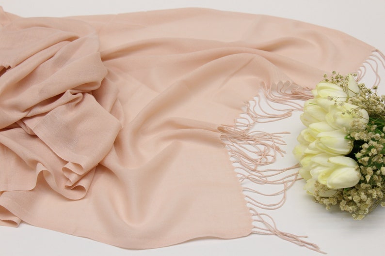 Pale Pink Pashmina Shawl, Personalized Pashmina Scarf, Bridesmaid Shawl, Pashminas in Bulk, Wedding Favors for Guests, Bridal Shower Favors image 5