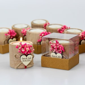 Personalized Wedding Candle Favor,Wedding Favors for Guest in Bulk Rustic Wooden Tealight Holder, Bridal Shower Favors, Rustic Wedding Decor