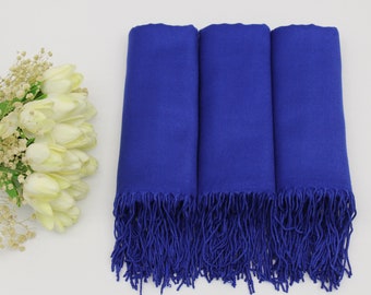 Scialle in pashmina blu reale per matrimonio, scialle personalizzato per damigelle d'onore, bomboniere per addio al nubilato, bomboniere per gli ospiti, scialle da sposa, matrimonio