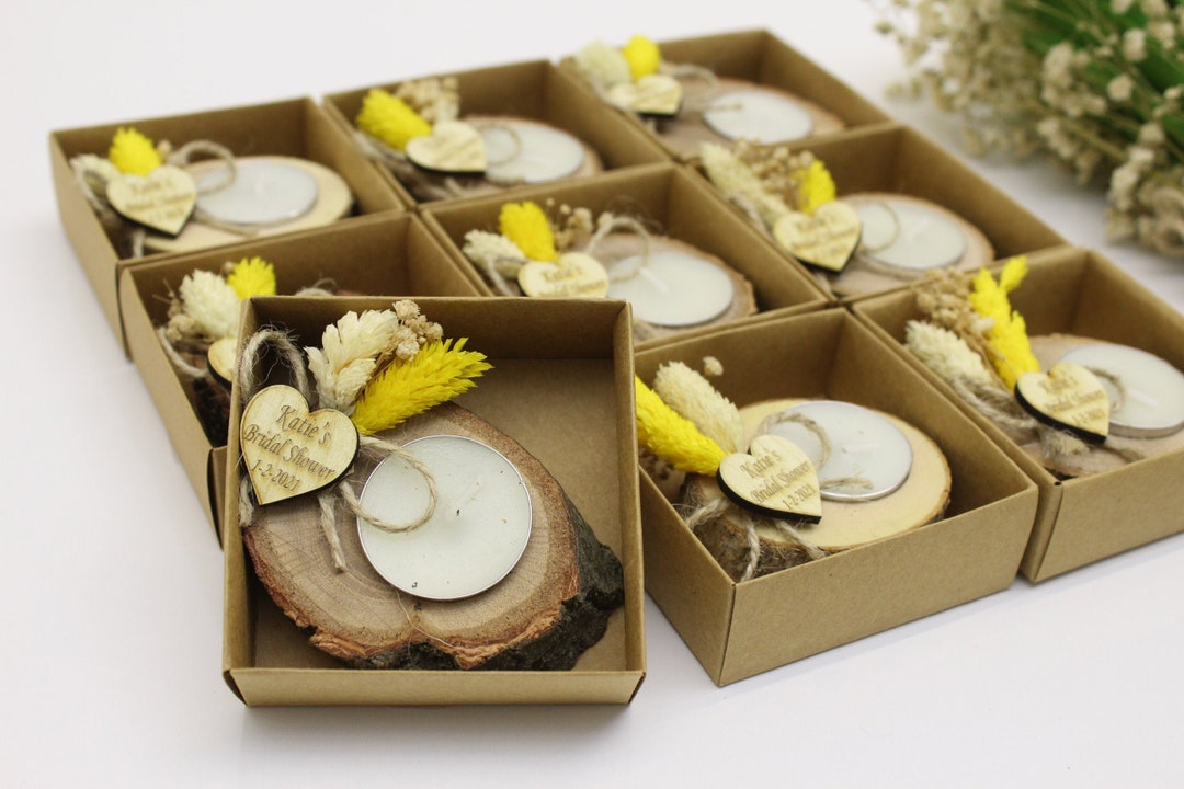 Personalized Candle Wedding Favors for Guests in Bulk, Rustic Wedding ...