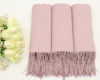 Blush Pashmina Shawl Wedding, Personalized Bridesmaid Shawl, Bridal Shower Favors, Wedding Favors for Guests, Wedding Shawl, Bridal Shawl US