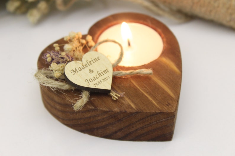 Personalized Wooden Tealight Holder, Wedding Favors for Guest in Bulk, Rustic Wedding Favors, Bridal Shower Favors, Candle Wedding Favors image 5