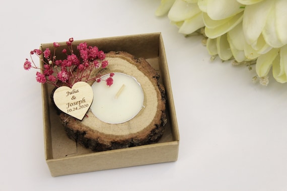 Personalized Wooden Tealight Holder, Wedding Favors for Guest in Bulk, Rustic Wedding Favors, Bridal Shower Favors, Candle Wedding Favors,
