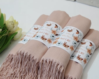 Pale Pink Pashmina Shawl, Baby Shower Gifts, Personalized Baptism Scarf, Baptism Favors for Guests, Baby Shower Favors,Custom Pashmina Shawl