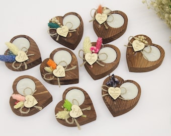 Personalized Wooden Tealight Holder, Wedding Favors for Guest in Bulk, Rustic Wedding Favors, Bridal Shower Favors, Candle Wedding Favors