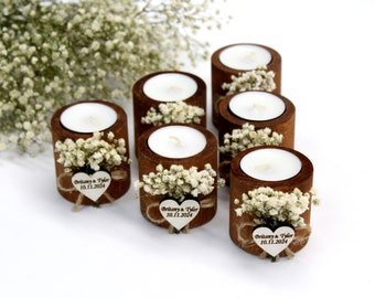 50 Stück personalisierte Kerze Hochzeit Gunsten, Hochzeitsgeschenke für Gäste in loser Schüttung, Hochzeitsgeschenke für Gäste, rustikale Hochzeit, Brautduschenbevorzugungen