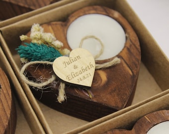 Personalisierter Teelichthalter aus Holz, Hochzeitsgeschenke für Gäste in großen Mengen, rustikale Hochzeitsgeschenke, Brautparty-Gastgeschenke, Kerzen-Hochzeitsgeschenke