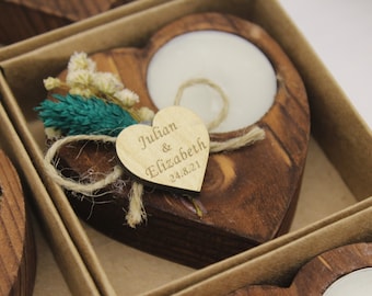 50 photophores en bois personnalisés, cadeaux de mariage pour invité en gros, cadeaux de mariage rustiques, cadeaux de douche nuptiale, cadeaux de bougies