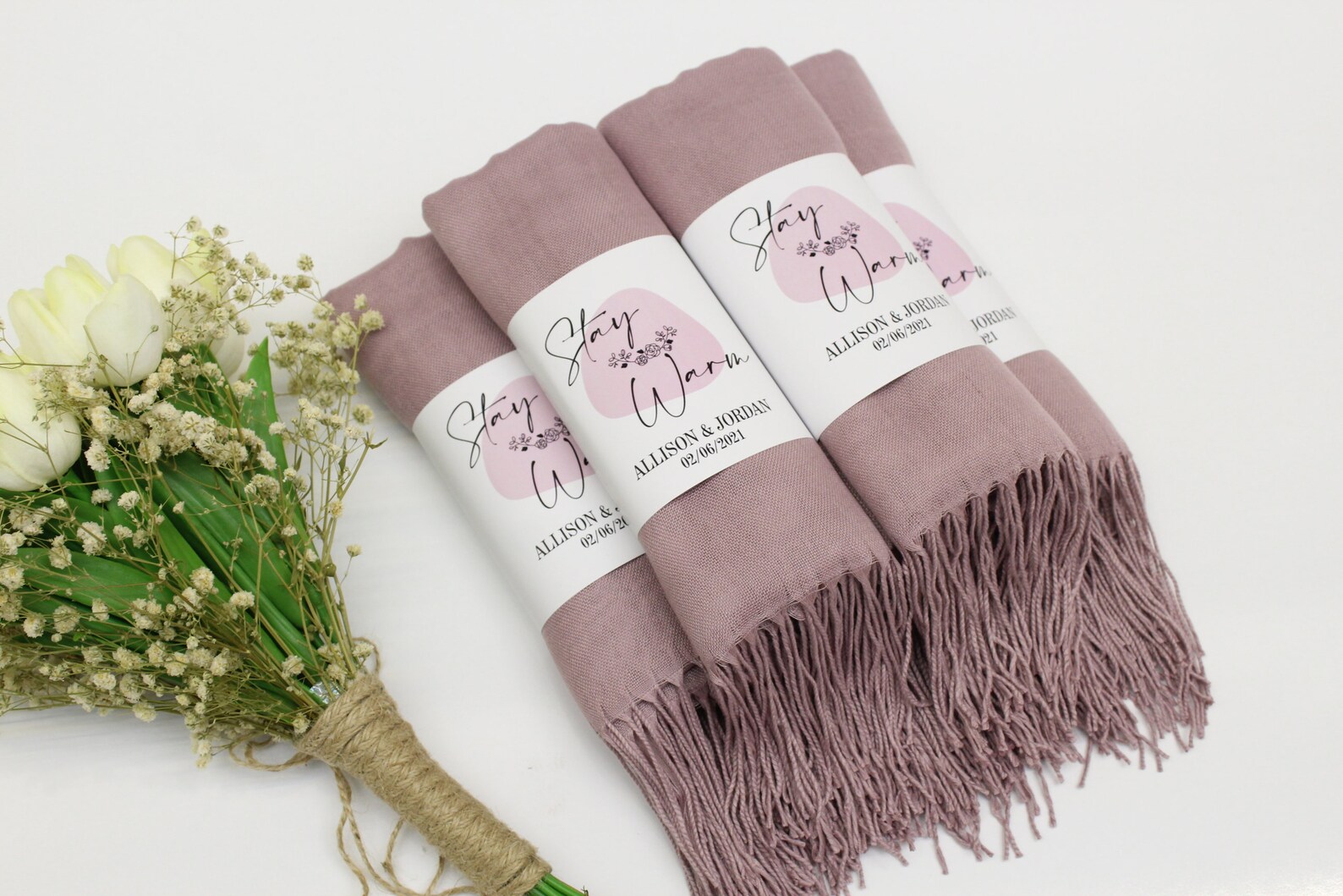 Lilac Pashmina | Drew Super Soft Large Special Occasion Wrap with Tassels