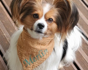 Bandana Brodé ÉLASTIQUE confortable en coton pour nos amis à 4 pattes / Cadeau unique et original personnalisé pour chien et chat