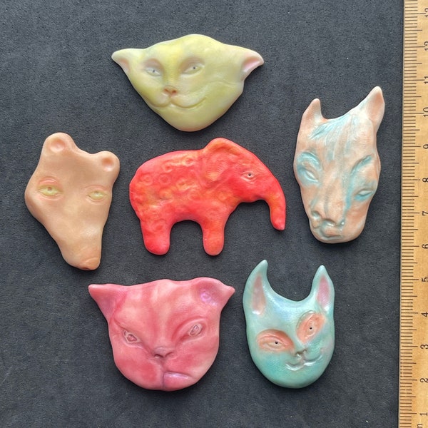 Flatback Animal Face Cabochons, Cat, Dog, Bunny, Rabbit, Elephant