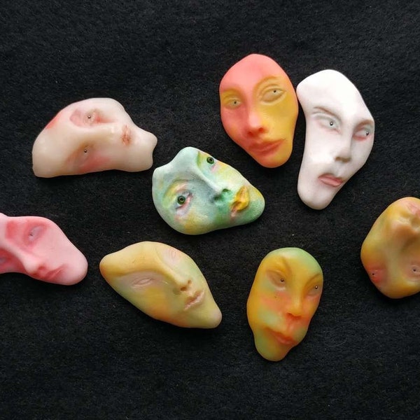 Handmade Doll Faces, Polymer Clay Face Cabochons