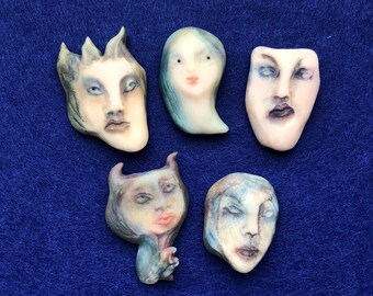 Clay Creepy Head Sculptures
