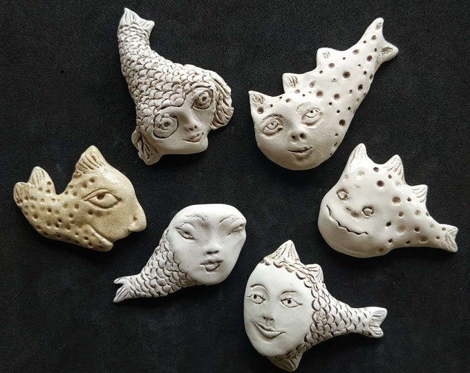 Black and White Ceramic Fish - Etsy
