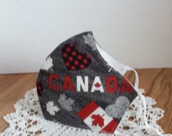 My Canada face mask, adult mask, face mask, washable mask, reusable mask, handmade mask, adjustable earloops