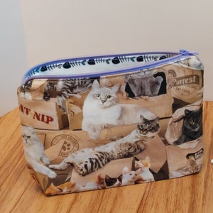 Trousse de maquillage, trousse à cosmétiques à imprimé chat, trousse de bricolage, sac réutilisable