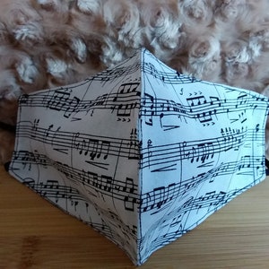 Face mask, adult mask, music notes, regular size mask, washable mask, reusable mask