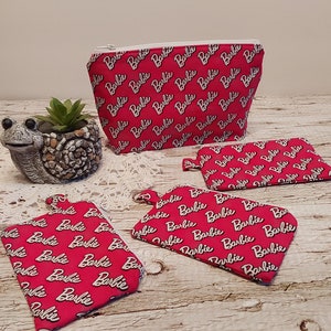 Handmade Cotton Makeup Bag and Coin Purse, Barbie Print