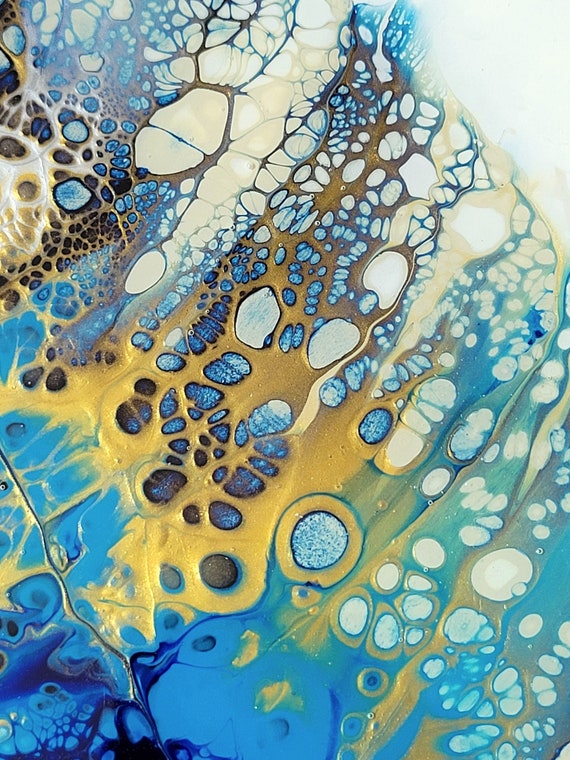 Tableau acrylique fluide résiné époxy Feuille bleue Etsy