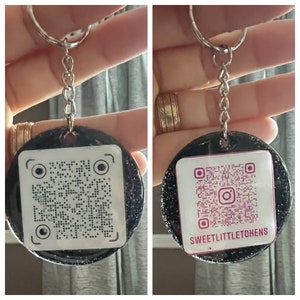 Custom  Keychain: Glitter, Cassette, QR Code