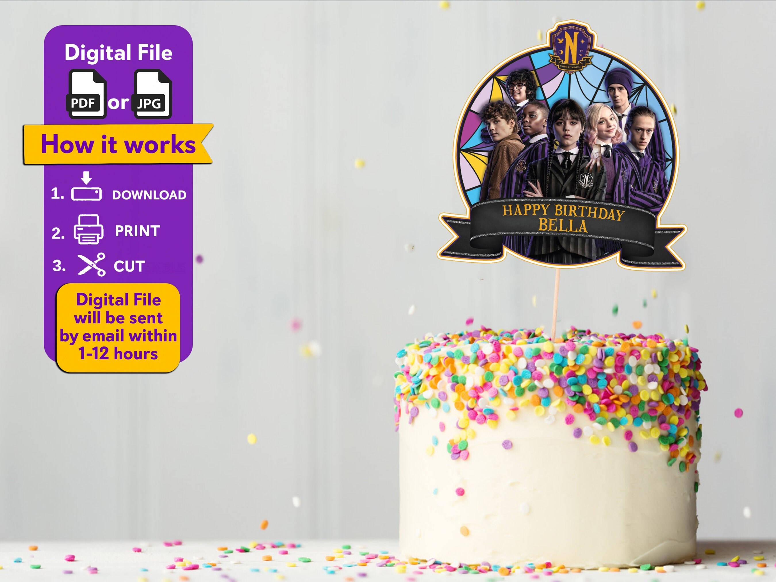 Wednesday Addams Printable Cake Topper Wednesday Addams Etsy Canada