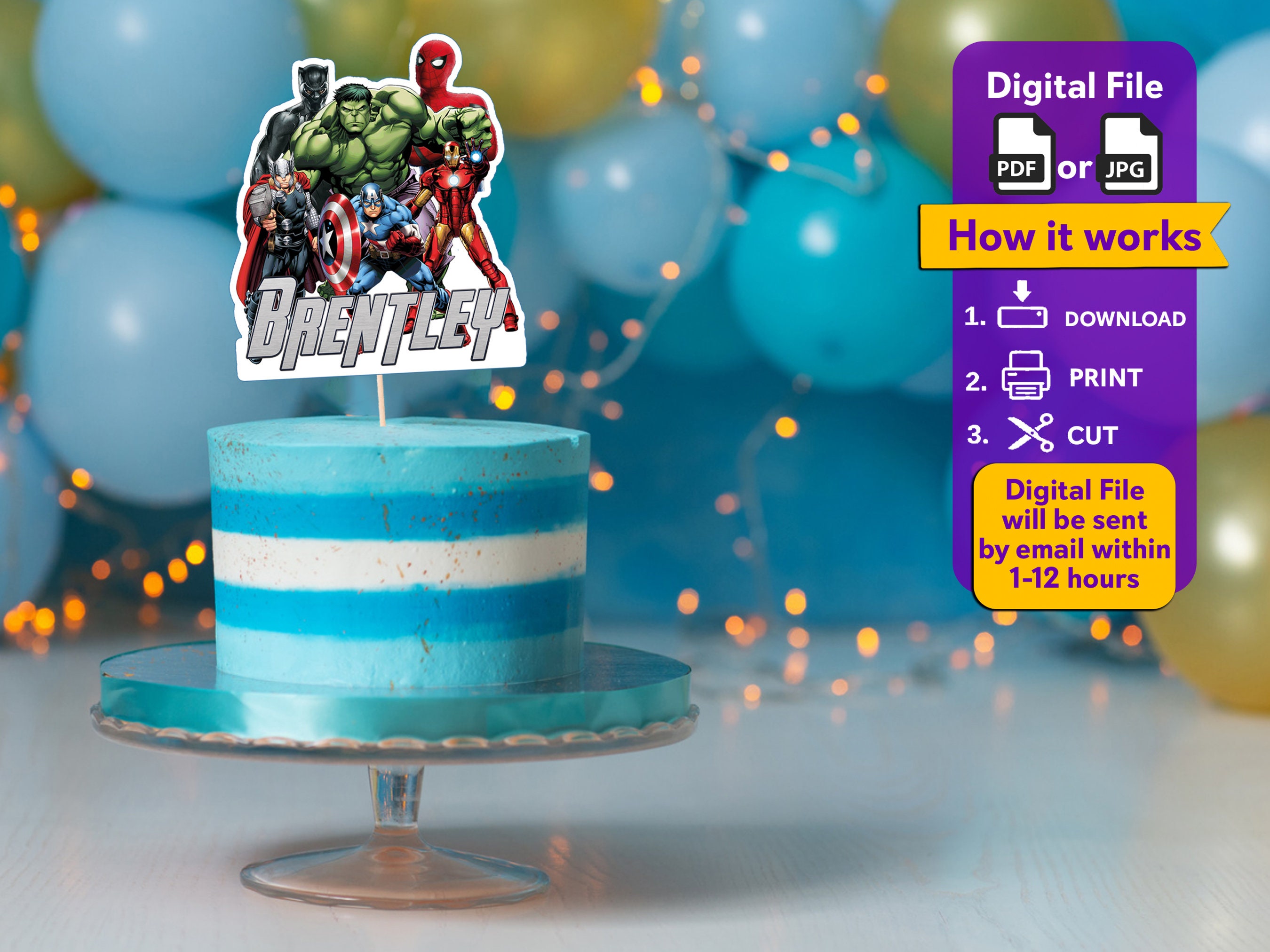 Avengers Printable Cake Topper Avengers Birthday Party Cake - Etsy