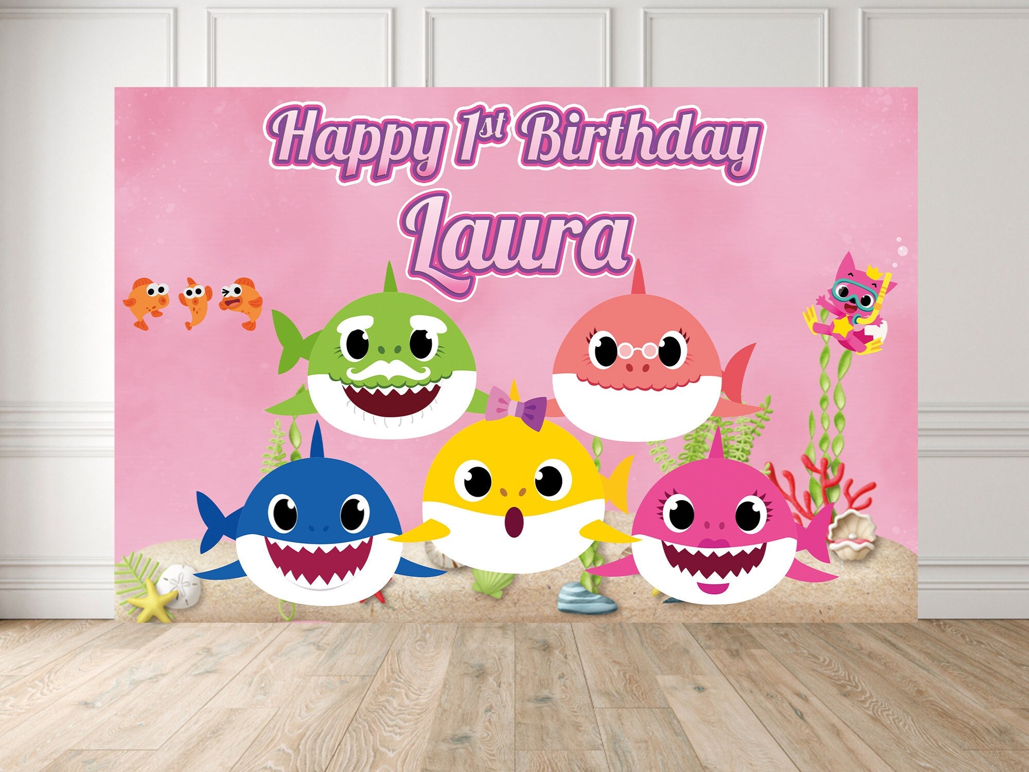 Baby Shark Backdrop Baby Shark Banner Baby Shark Sfondo di Etsy Italia