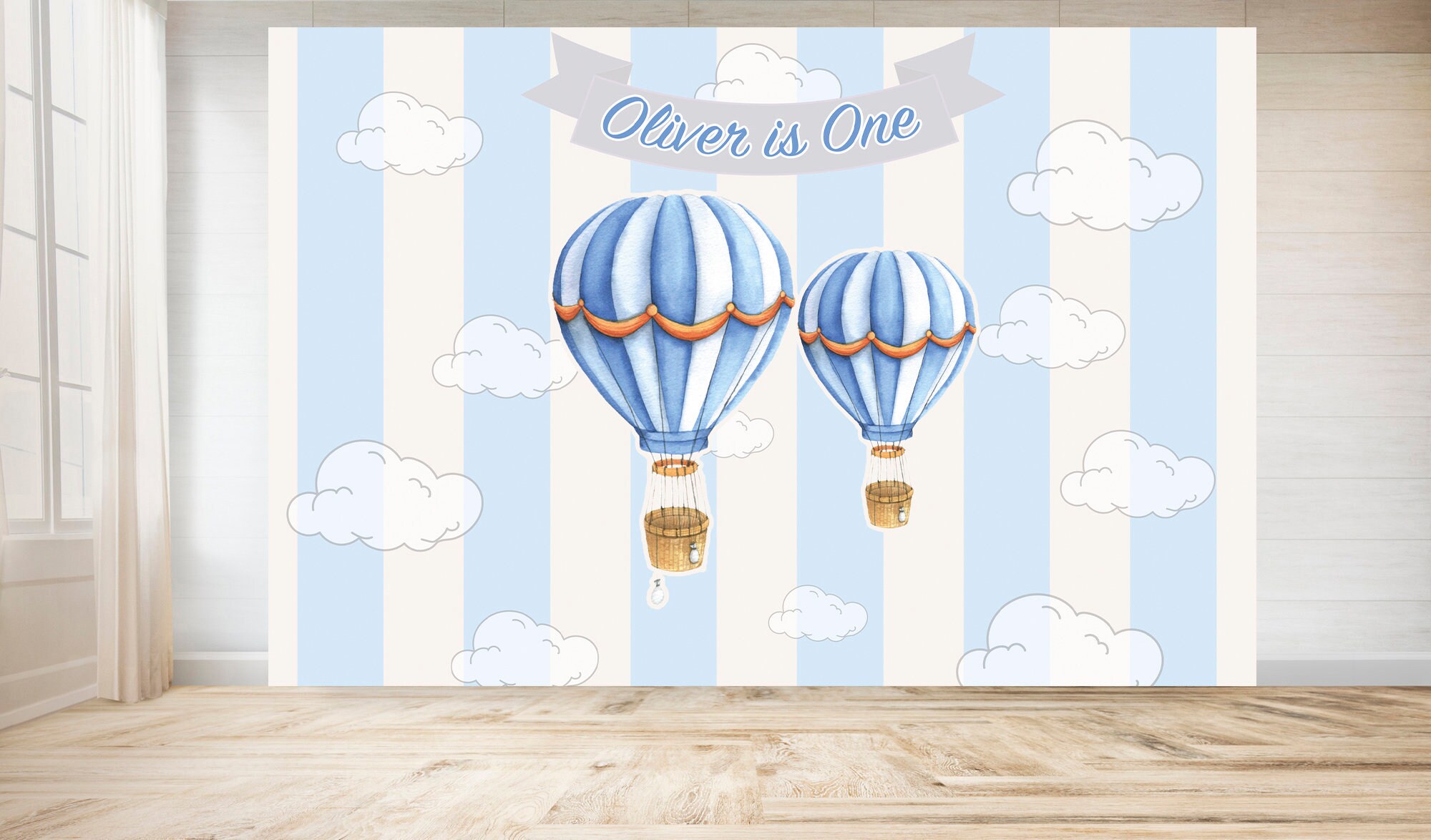 Baby Blue Hot Air Balloon Baby Shower, Gender Reveal, Birthday Vinyl