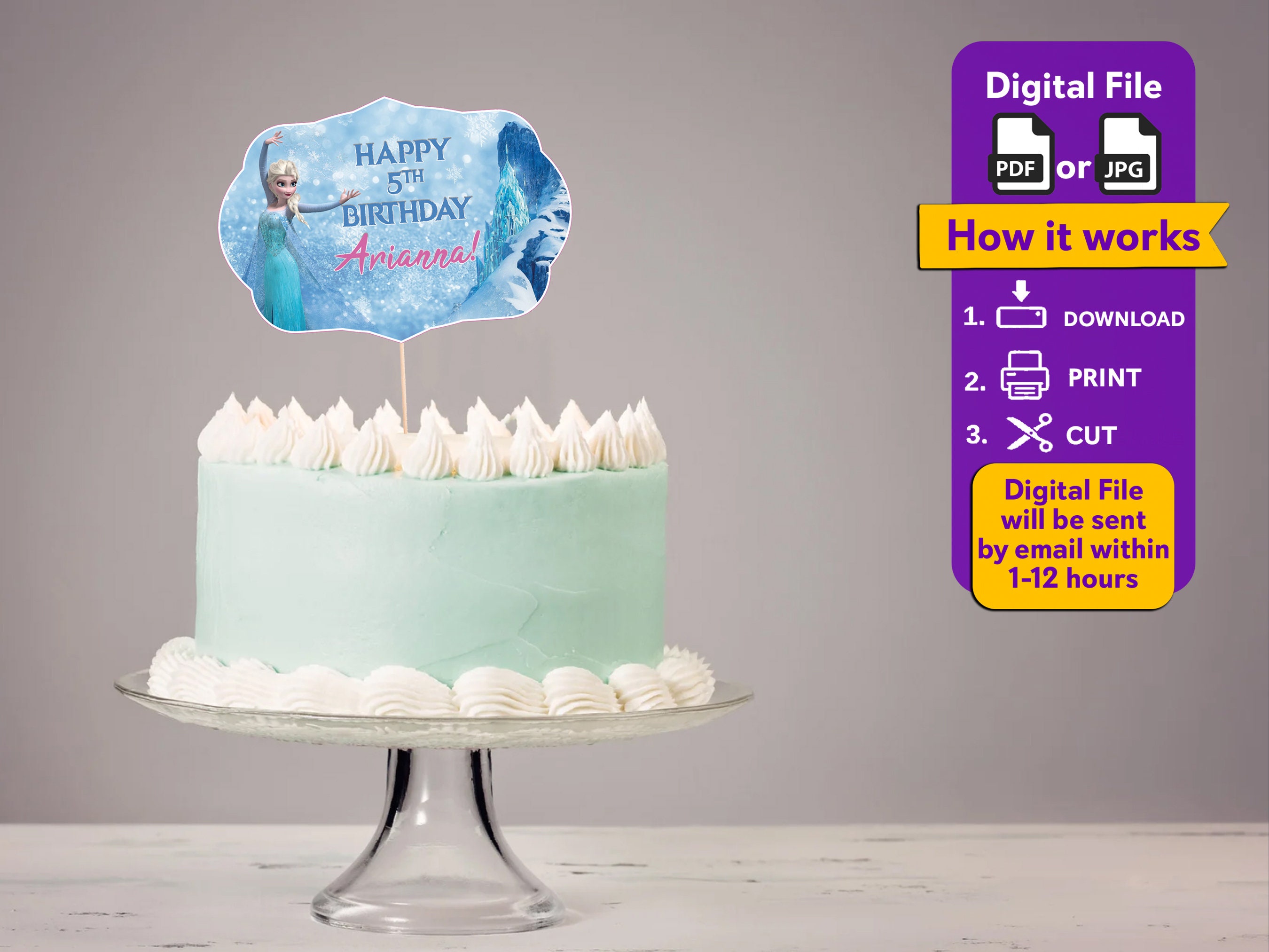 Elsa Printable Cake Topper Elsa Birthday Party Cake - Etsy
