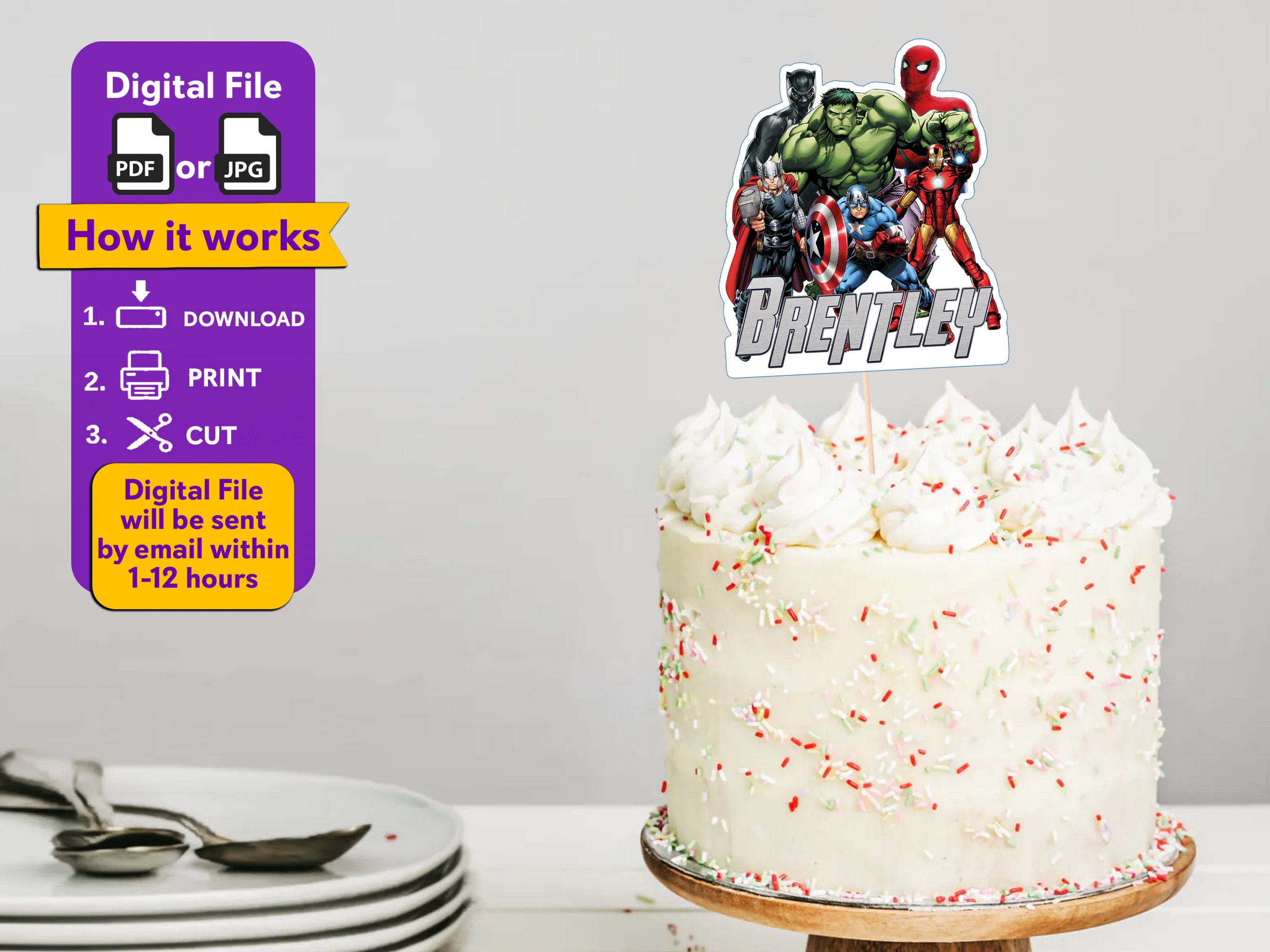 Avengers Printable Cake Topper Avengers Birthday Party Cake - Etsy