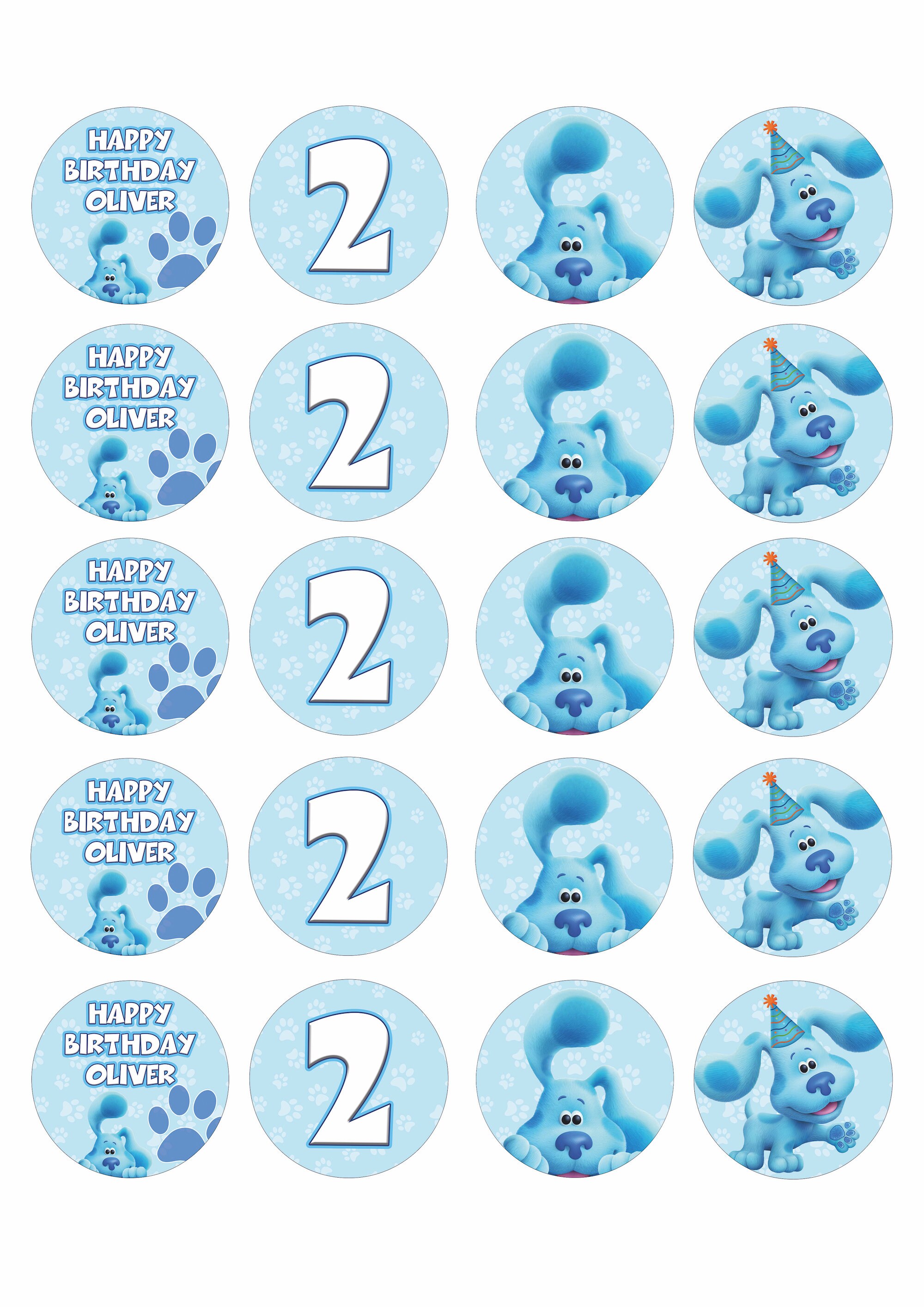 Blue's Clues Cupcake TopperEtiqueta redondeadaFavores de Etsy México